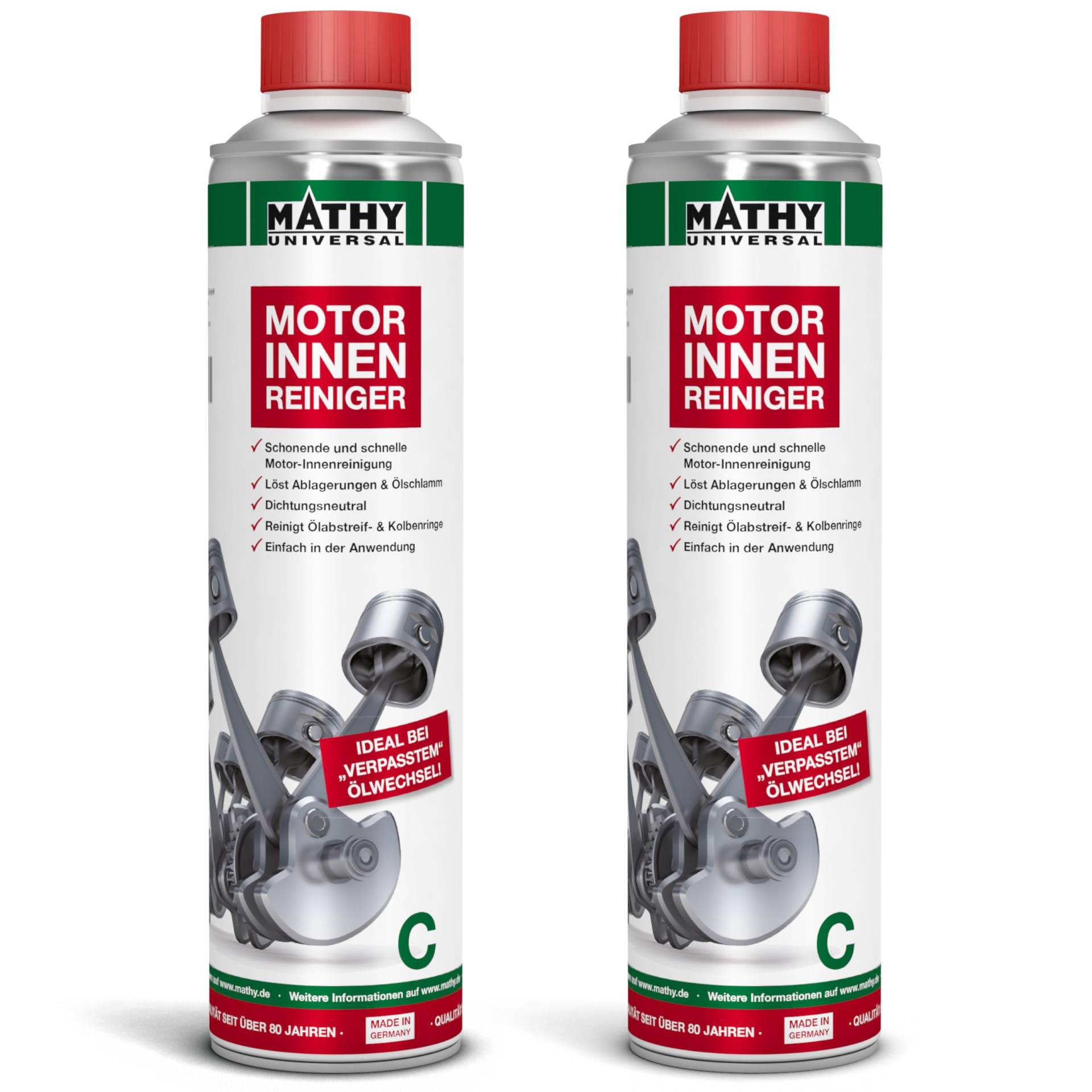 MATHY-C Motor-Innenreiniger - Motorspülung und Motor Innenreinigung für Diesel und Benzin Motoren - Motorreiniger Dichtungsneutral, 2 x 400 ml von MATHY