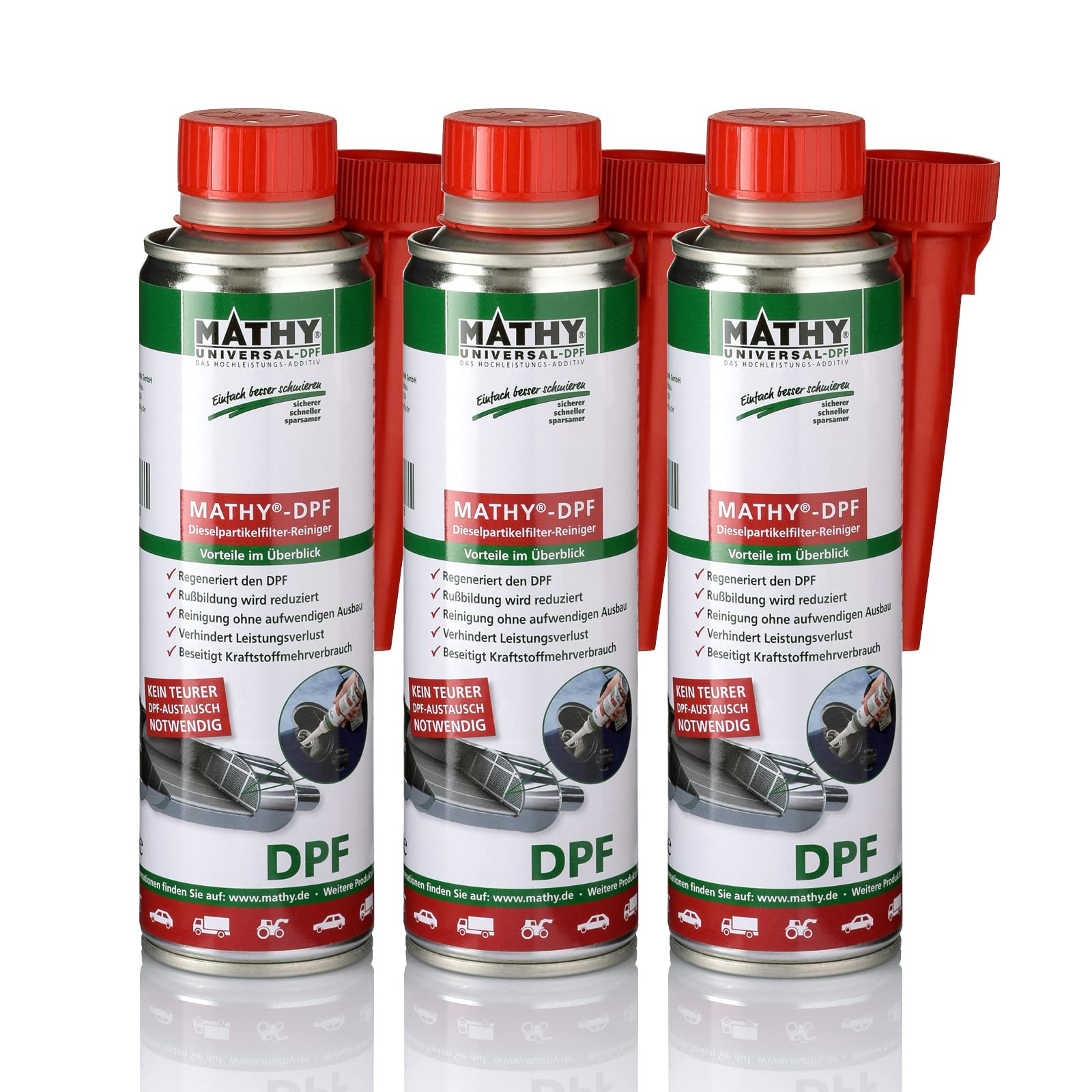 MATHY-DPF Partikelfilter Reiniger Diesel - DPF Reiniger - Diesel Systemreiniger für Dieselmotoren - Diesel Additiv, 3 x 300 ml von MATHY