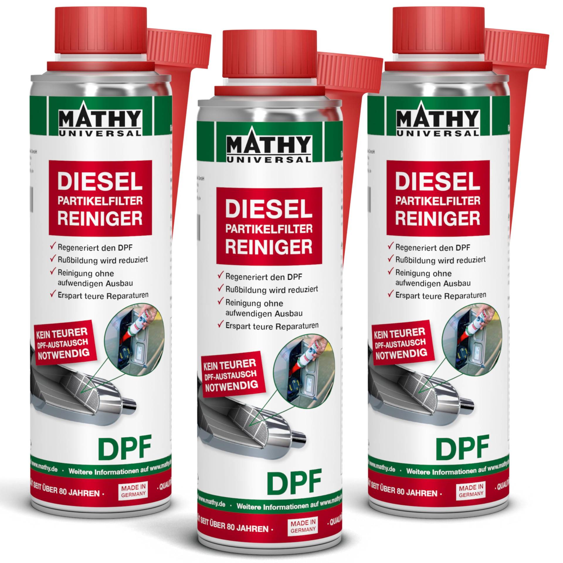 MATHY-DPF Partikelfilter Reiniger Diesel (3 x 300 ml) - hochwirksamer DPF Reiniger - Diesel Systemreiniger für Dieselmotoren - Diesel Additiv MATHY-DPF Partikelfilter Reiniger Diesel (3 x 300 ml) - hochwirksamer DPF Reiniger - Diesel Systemreiniger für Dieselmotoren - Diesel Additiv von MATHY