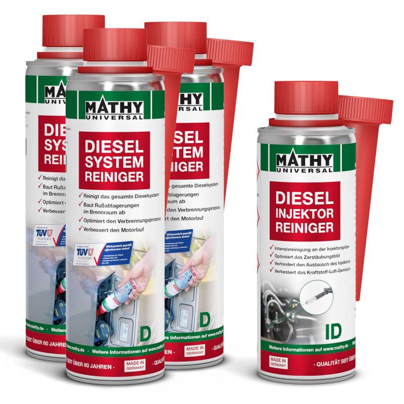 MATHY Diesel-Brennraum-Kur - Diesel Systemreiniger + Injektoren Reiniger Diesel - Bundle zur Reinigung von Einspritzdüsen & Brennraum - Diesel Additiv von MATHY