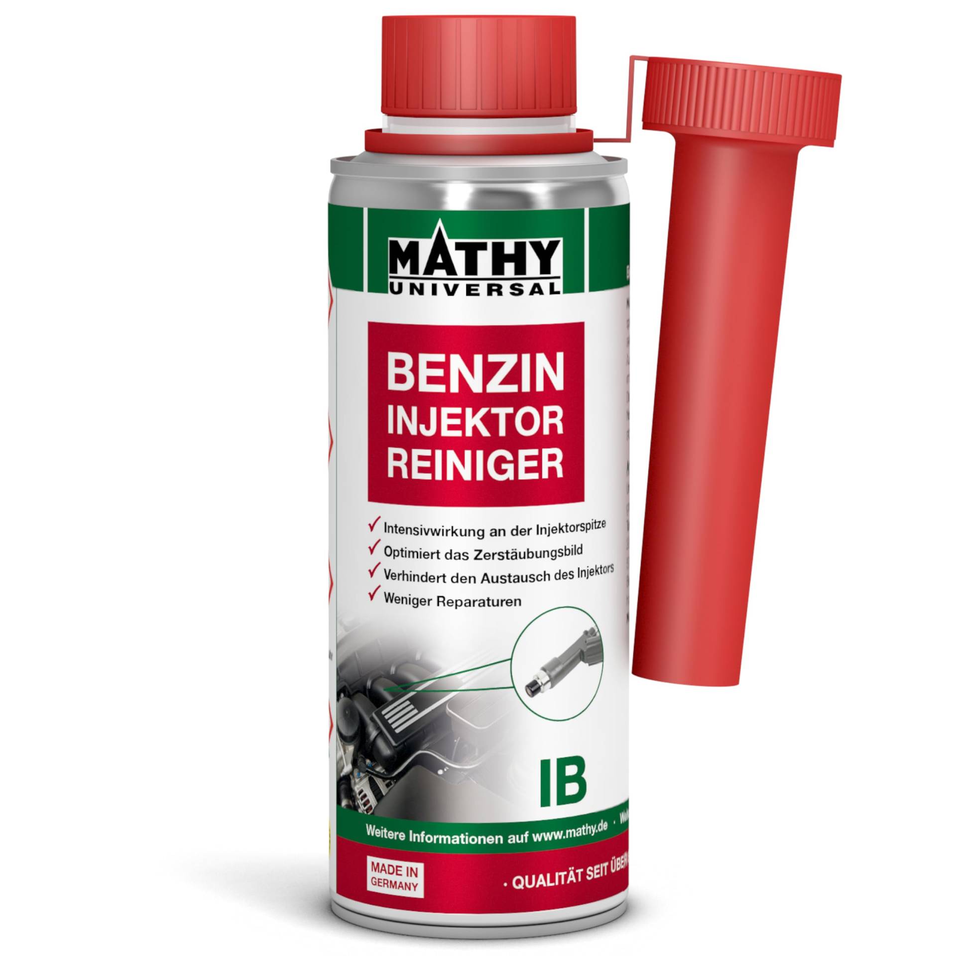 MATHY-IB Injektoren Reiniger Benzin - Benzin Additiv zur Reinigung der Einspritzdüsen in Benzinmotoren - Optimiert Sprühbild, 200 ml von MATHY