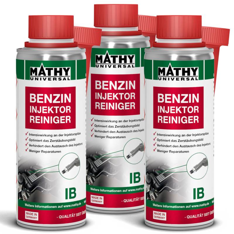 MATHY-IB Injektoren Reiniger Benzin (3 x 200 ml) - hochwirksames Benzin Additiv zur Reinigung der Einspritzdüsen im Benzinmotor - Injektor Reiniger von MATHY