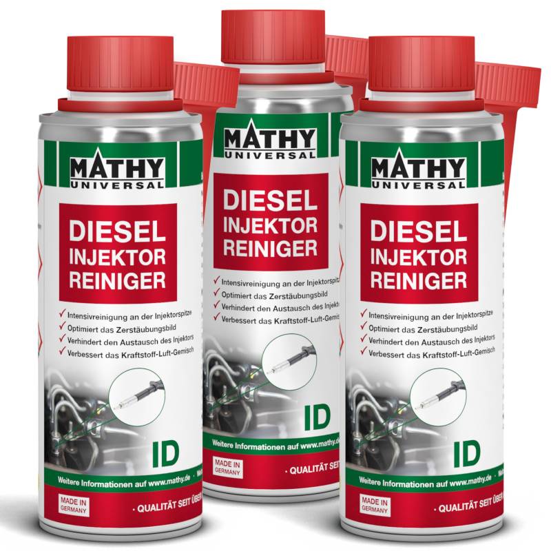 MATHY-ID Injektoren Reiniger Diesel - Diesel Additiv zur Reinigung an der Injektorspitze - Optimiert Sprühbild, 3 x 200 ml von MATHY