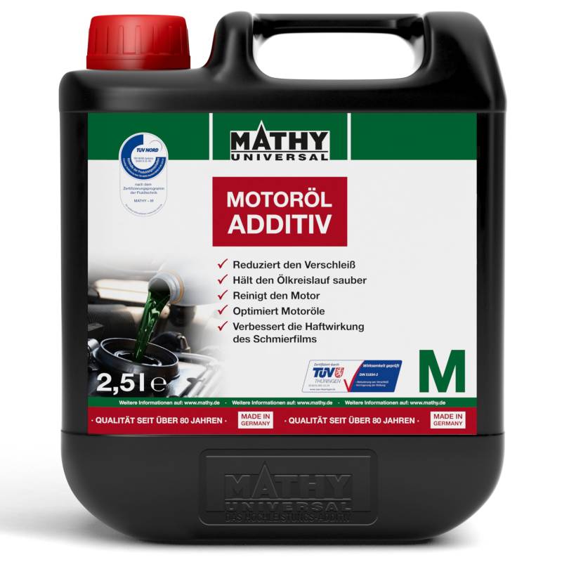 MATHY-M Motoröl-Additiv (2,5 l) - Verschleißschutz & Reinigung für Motoren aller Art – Motor Öl-Zusatz für Diesel/Benzin/Gas Motoren von MATHY