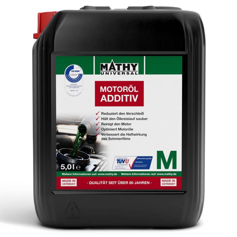 MATHY-M Motoröl-Additiv (5,0 l) - Verschleißschutz & Reinigung für Motoren Aller Art – Motor Öl-Zusatz für Diesel/Benzin/Gas Motoren von MATHY