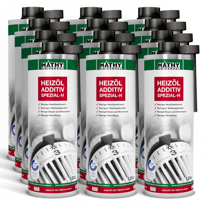 MATHY Spezial-H Heizöl-Additiv (12 x 1,0 l) - Zusatz Ölheizung - Schutz des Heizölsystems - Heizung Reiniger - Pflege Ölheizung von MATHY