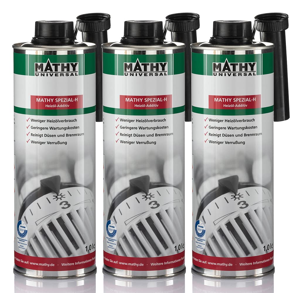 MATHY Spezial-H Heizöl-Additiv, 3 x 1,0 l - Zusatz Ölheizung - Geprüfter Schutz des Heizölsystems - Premium Zusatz - Pflege Ölheizung von MATHY