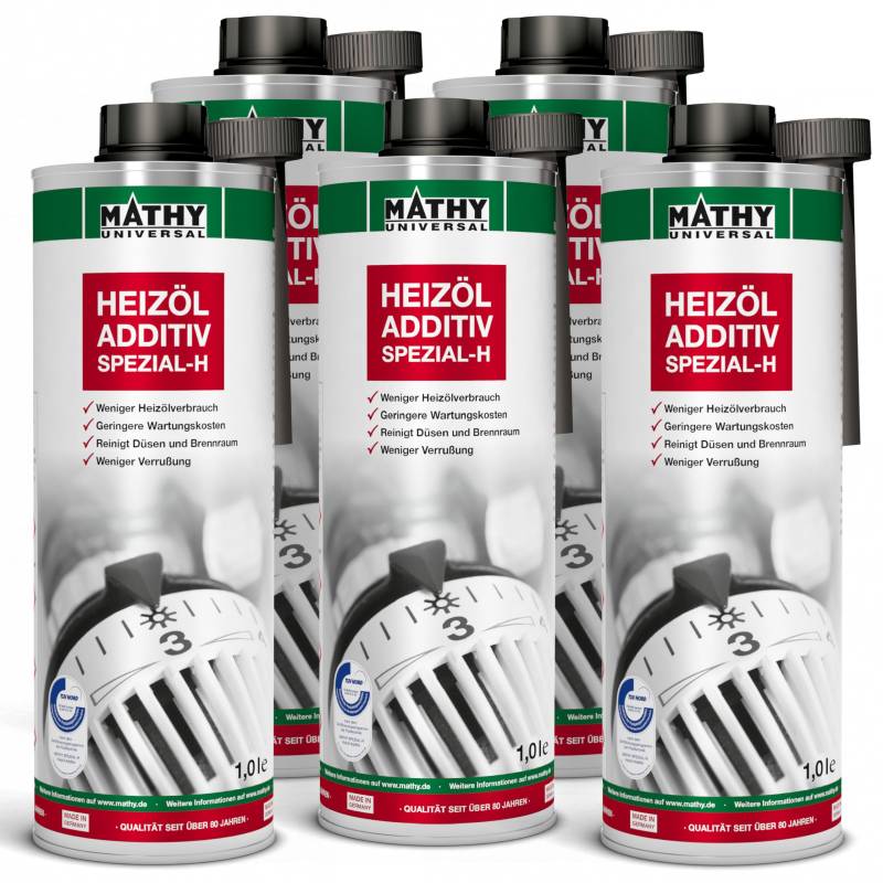 MATHY Spezial-H Heizöl Additiv - Zusatz Ölheizung - Schutz des Heizölsystems - Premium Zusatz Heizung Reiniger - Pflege Ölheizungen, 5 x 1.0 l von MATHY