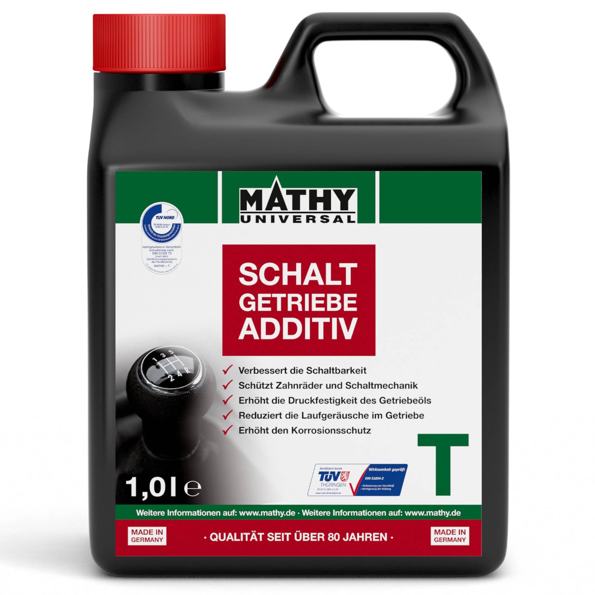 MATHY-T Schaltgetriebeöl-Additiv (1,0 l) - Verschleißschutz für Schaltgetriebe & Hinterachsen - Getriebeöl-Zusatz - Verbessert die Schaltung - Reduziert Verschleiß - Öl-Zusatz für SAE 75 bis 140 MATHY-T Schaltgetriebeöl-Additiv (1,0 l) - Verschleißschutz für Schaltgetriebe & Hinterachsen - Getriebeöl-Zusatz - Verbessert die Schaltung - Reduziert Verschleiß - Öl-Zusatz für SAE 75 bis 140 von MATHY