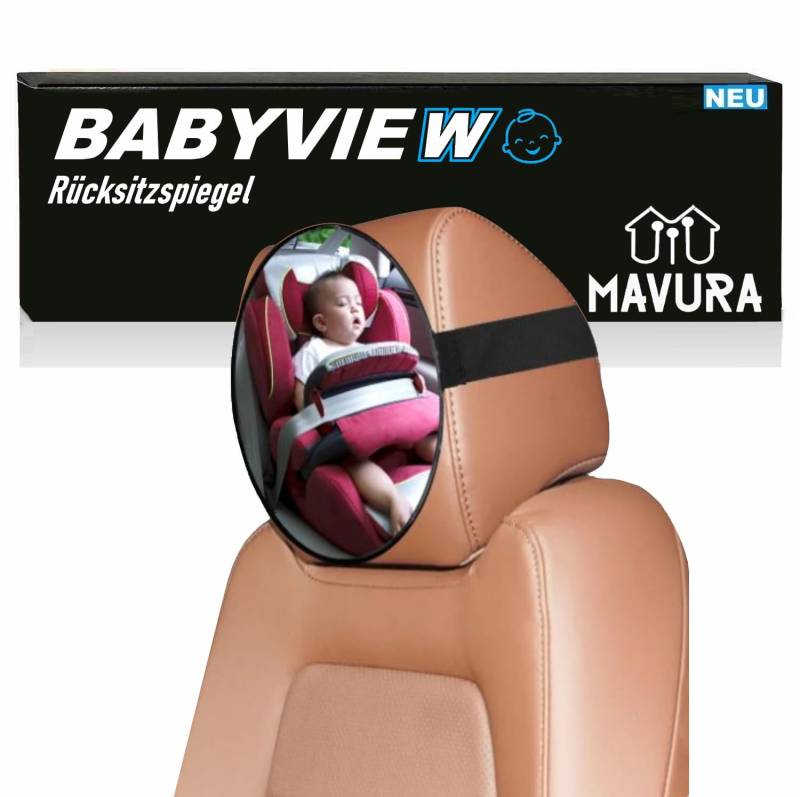 BABYVIEW Rücksitzspiegel Baby Auto Spiegel Babyspiegel 360° schwenkbar von MAVURA