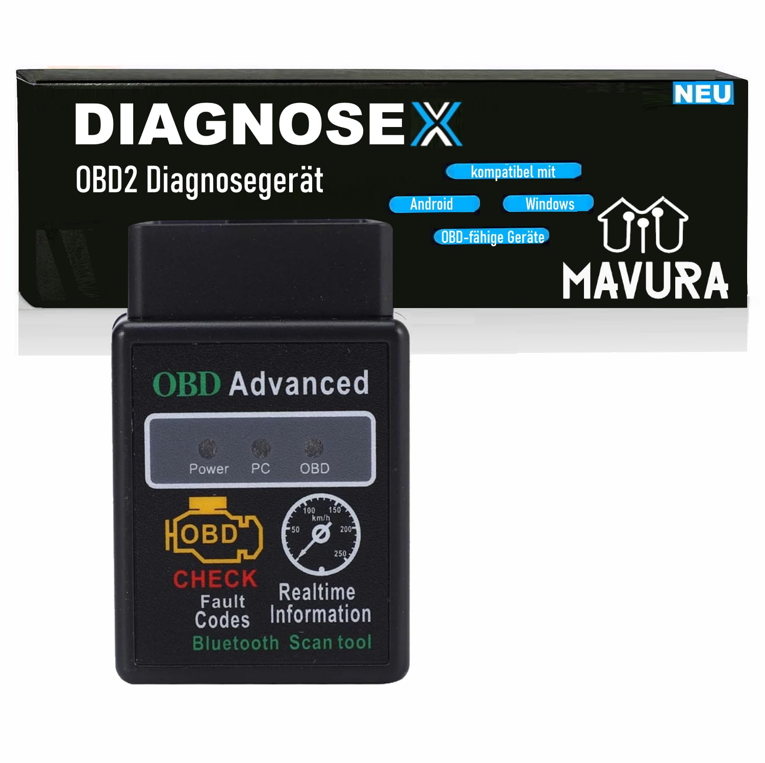 DIAGNOSEX OBD2 Diagnosegerät Bluetooth Autoscan Auslesegerät, Tiefen Diagnose Gerät KFZ Auto Adapter Android Handy PC DIAGNOSEX OBD2 Diagnosegerät Bluetooth Autoscan Auslesegerät, Tiefen Diagnose Gerät KFZ Auto Adapter Android Handy PC von MAVURA