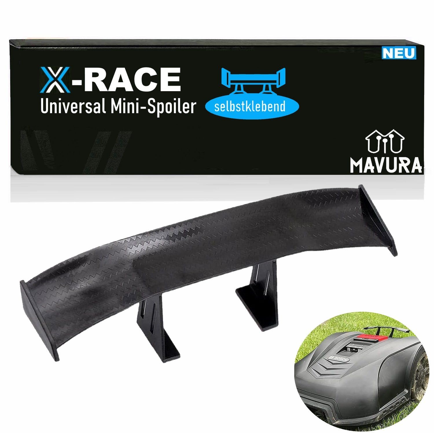 MAVURA X-Race Mini Heckspoiler Spoiler selbstklebend Mini Flügel Wing, schwarz für Auto, Mähroboter u.v.m. MAVURA X-Race Mini Heckspoiler Spoiler selbstklebend Mini Flügel Wing, schwarz für Auto, Mähroboter u.v.m. von MAVURA