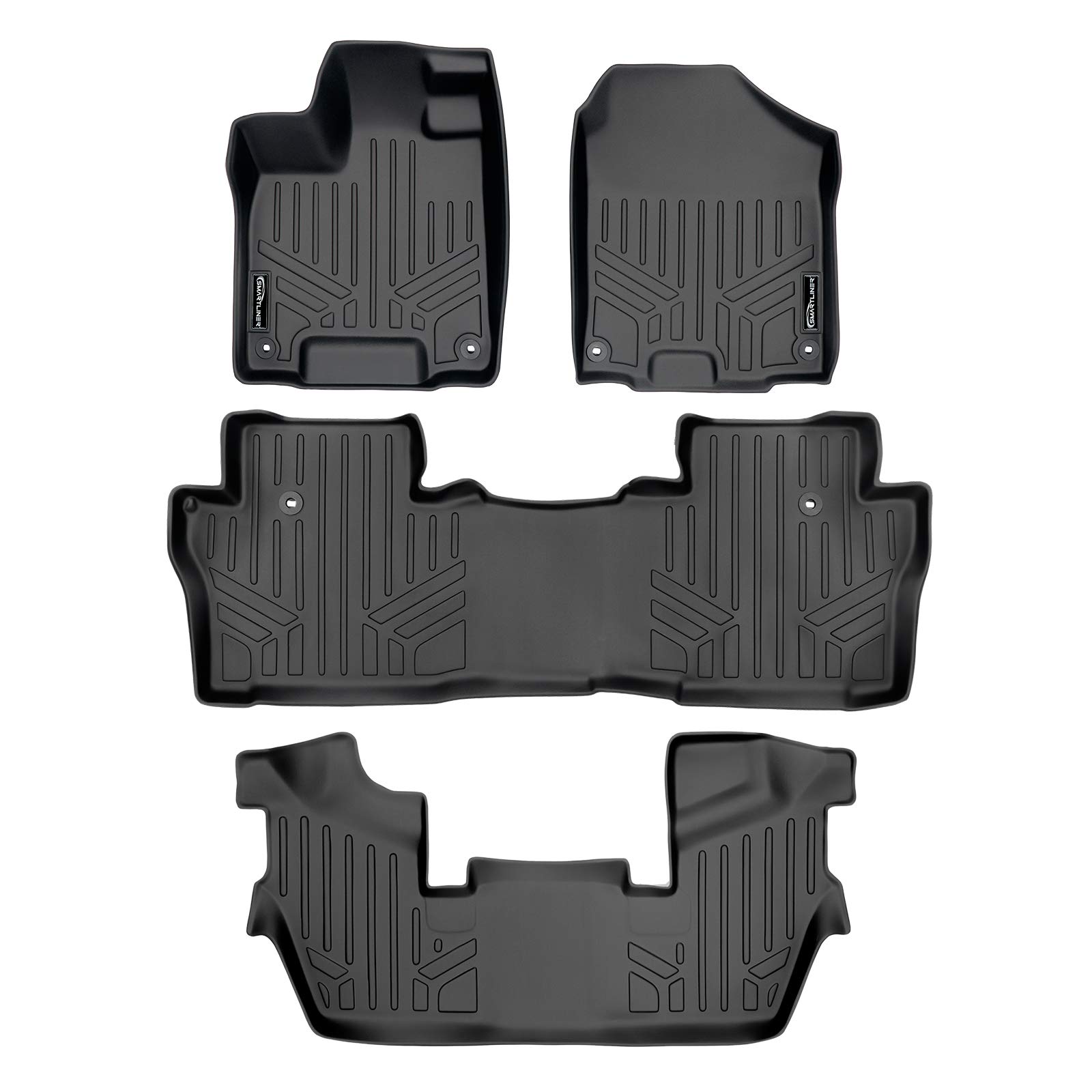 MAX LINER A0200/B0200/C0219 Passgenaue Fußmatten 3-reihig Set schwarz für 2016-2019 Honda Pilot 7 Passagier Modell von MAX LINER