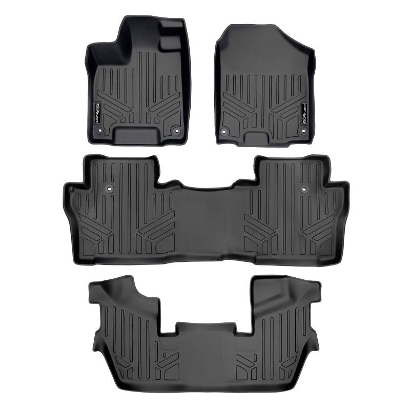 MAX LINER A0200/B0200/C0219 Passgenaue Fußmatten 3-reihig Set schwarz für 2016-2019 Honda Pilot 7 Passagier Modell von MAX LINER
