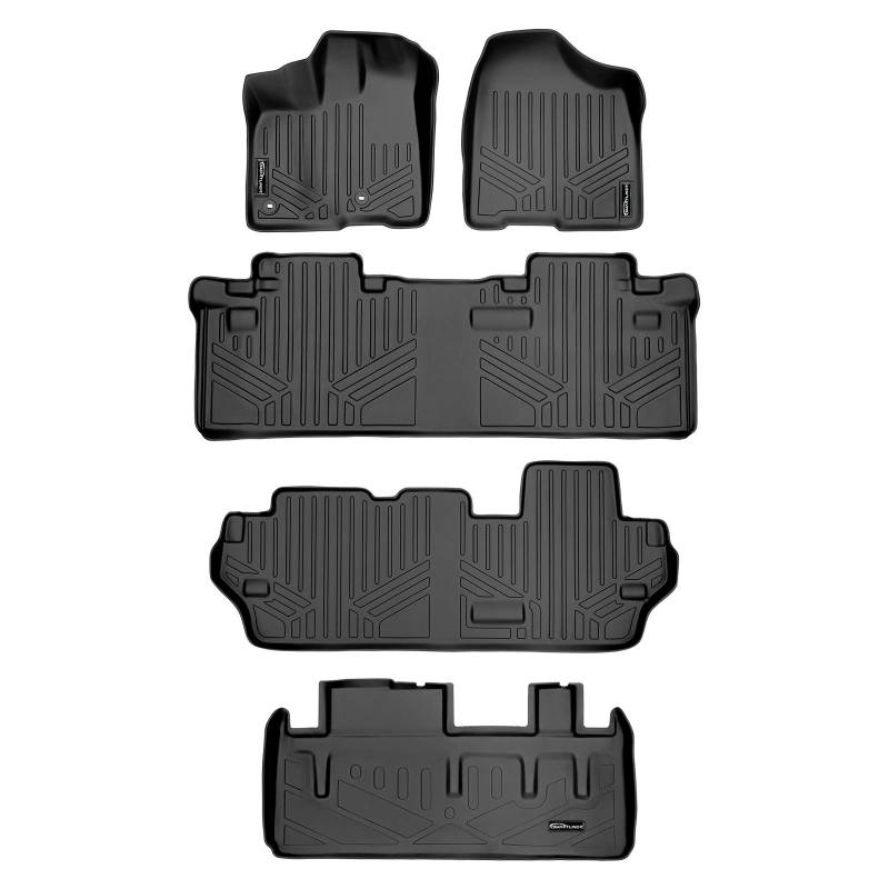 MAXFLOORMAT Floor Mats (3 Row Set) and MAXTRAY Cargo Liner Behind 3rd Row Toyota Sienna 8 Passenger (2013-2017) (Black) by MAXLINER von MAX LINER
