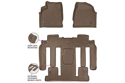 MAXLINER Fußmatten 3-reihig Liner Set Tan für Enclave/Acadia/Outlook mit 2. Reihe Schalensitzen von MAX LINER