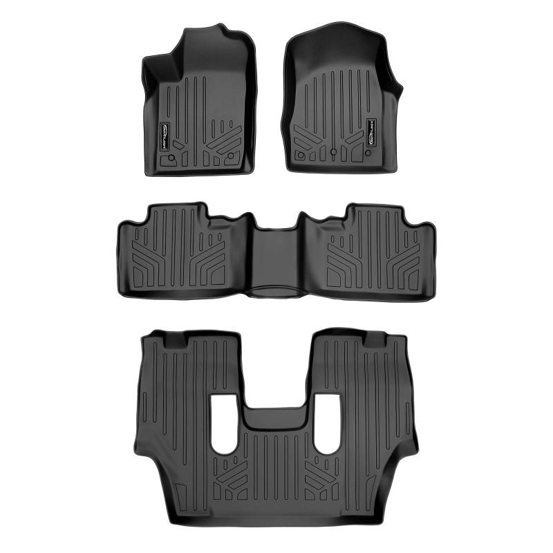 MAXLINER Fußmatten 3-reihig Set schwarz für 2013-2016 Dodge Durango mit Vorderreihe Dual Floor Haken und 2nd Row Bucket Sats von MAX LINER