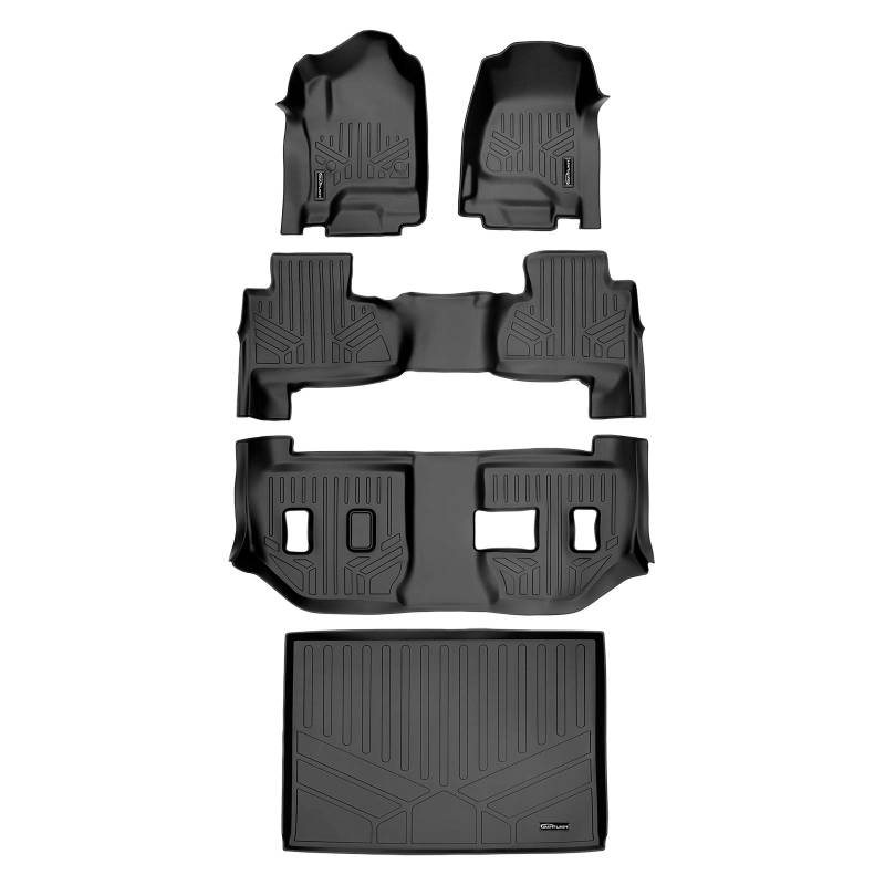 MAXLINER Fußmatten 3-reihig und Cargo Liner hinter der 3. Reihe Set schwarz für 2015-2018 Suburban/Yukon XL (mit 2. Reihe Sitzbank) von MAX LINER
