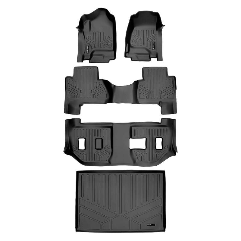 MAXLINER Kofferraumwanne, Kofferraummatten, Fußmatten 3-reihig und Cargo Liner hinter 3. Reihe Set schwarz für 2015-2018 Cadillac Escalade ESV von MAX LINER