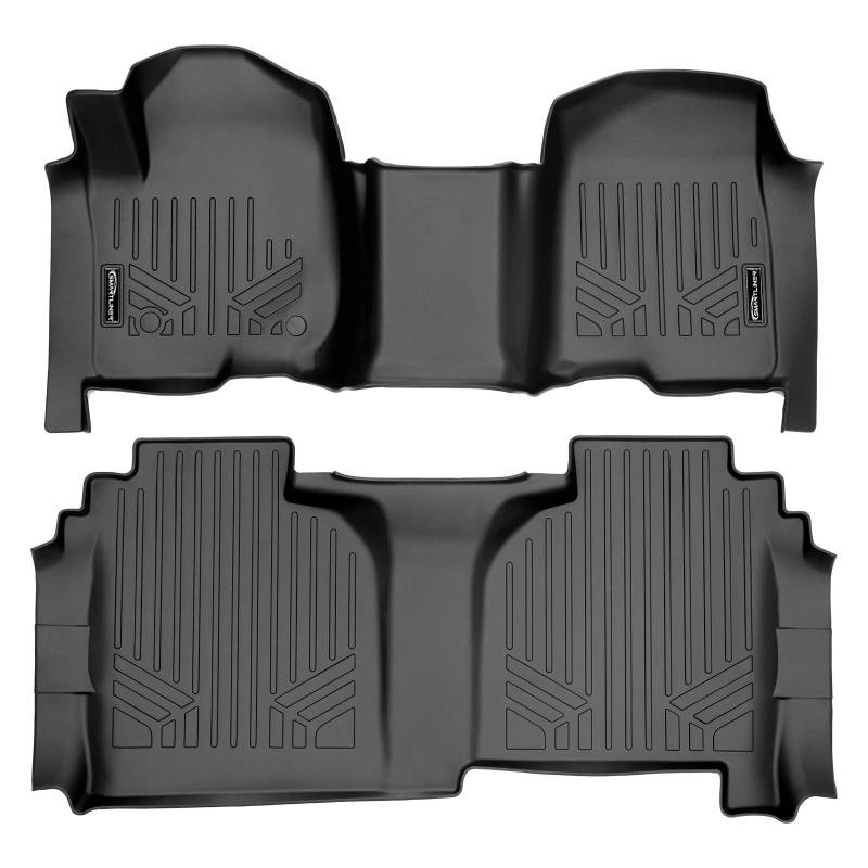 MAXLINER Passgenaue Fußmatten 2-reihig Liner Set Schwarz für 2019-2021 Silverado/Sierra 1500 Double Cab mit 1. Reihe Sitzbank von MAX LINER