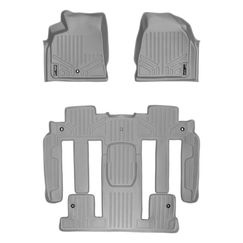 MAXLINER Passgenaue Fußmatten 3-reihig Liner Set grau für Traverse Enclave Acadia Outlook mit 2. Reihe Schalensitzen von MAX LINER