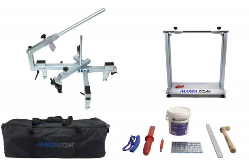 MAX2H Reifenmontiergerät EVO2 mit Wuchtbock, Starterpaket (Klebegewicht grau) und Tasche von MAX2H.COM