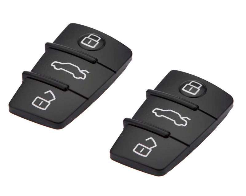 2 x Stück Gummi Tastenfeld für Autoschlüssel Klappschlüssel Fernbedienung Gehäuse mit 3 Tasten kompatibel mit Audi Fahrzeugmodelle von MAXXONI
