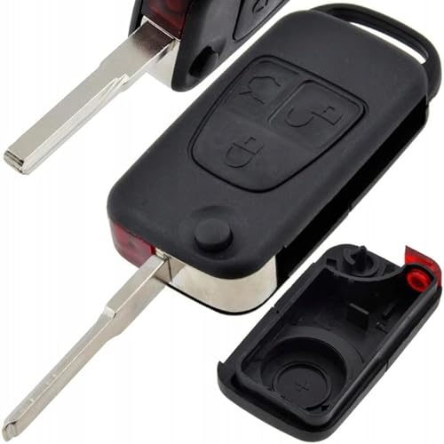 Autoschlüssel Klappschlüssel Fernbedienung Gehäuse Schlüssel mit 3 Taste und Rohlingtyp HU44 kompatibel mit Mercedes Benz Fahrzeugmodelle von MAXXONI
