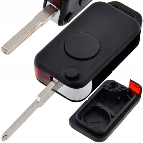 Autoschlüssel Klappschlüssel Fernbedienung Schlüssel Gehäuse mit 1 Taste und Rohlingtyp HU44 kompatibel mit Mercedes Benz Fahrzeugmodelle von MAXXONI