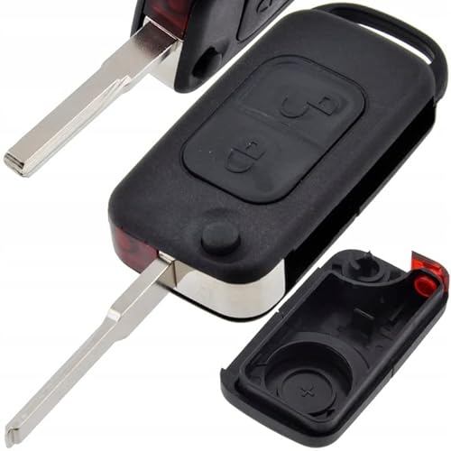 Autoschlüssel Klappschlüssel Fernbedienung Schlüssel Gehäuse mit 2 Taste und Rohlingtyp HU44 kompatibel mit Mercedes Benz Fahrzeugmodelle von MAXXONI