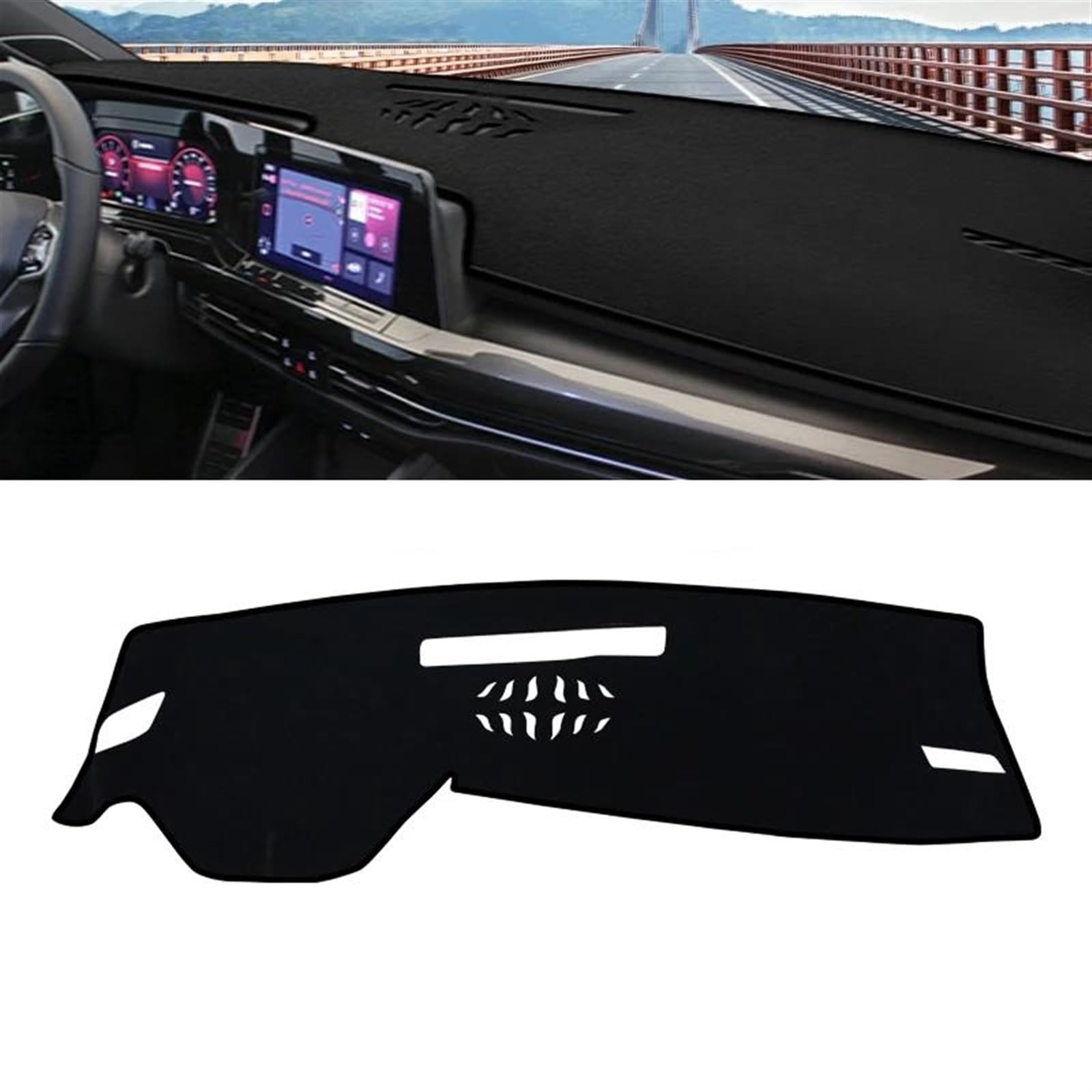 Dashboard Cover Mat Sun Protection Für Golf 8 MK8 R GTI R-Line 2020 2021 2022 2023 Auto-Armaturenbrett-Abdeckung, Vermeiden Sie Rutschfeste Teppiche, Lichtpolster Dashboard Cushion (Color : A Black S Dashboard Cover Mat Sun Protection Für Golf 8 MK8 R GTI R-Line 2020 2021 2022 2023 Auto-Armaturenbrett-Abdeckung, Vermeiden Sie Rutschfeste Teppiche, Lichtpolster Dashboard Cushion (Color : A Black S von MAYINGLON