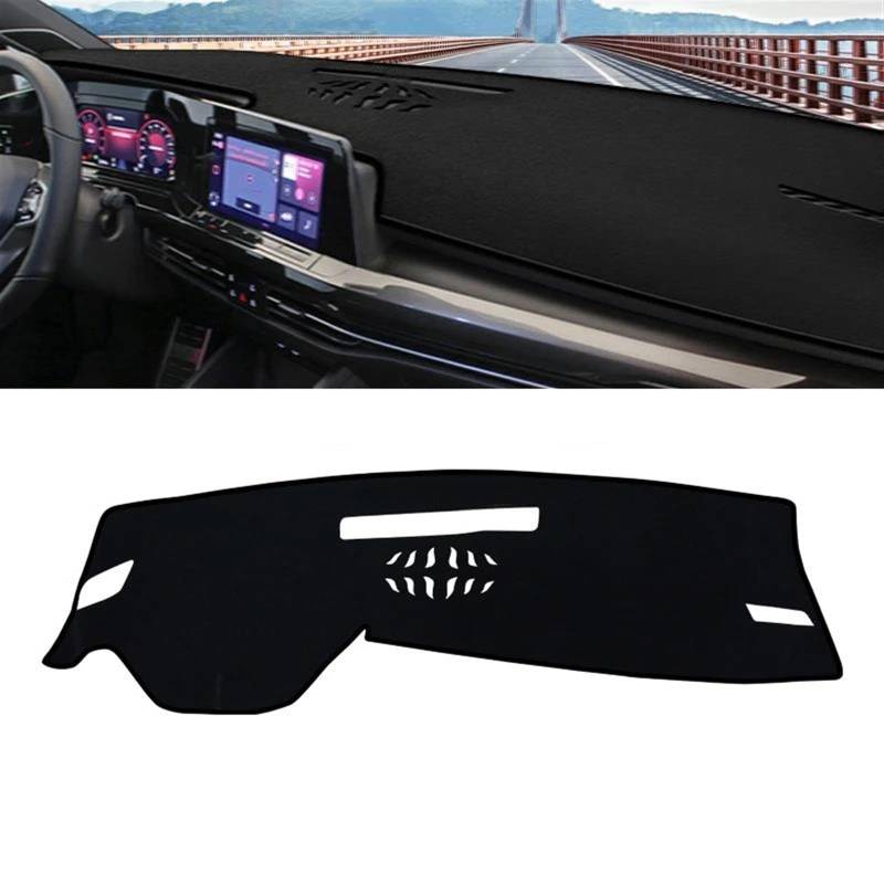 Dashboard Cover Mat Sun Protection Für Golf 8 MK8 R GTI R-Line 2020 2021 2022 2023 Auto-Armaturenbrett-Abdeckung, Vermeiden Sie Rutschfeste Teppiche, Lichtpolster Dashboard Cushion (Color : A Black S von MAYINGLON
