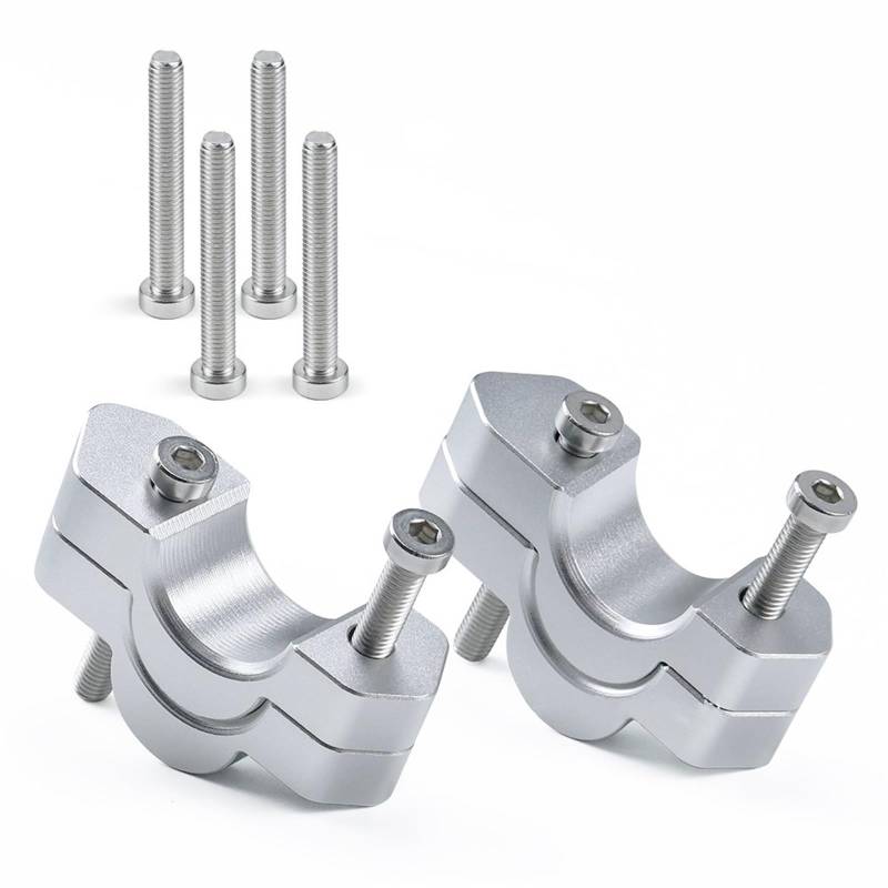 Riser Lenkerklemm Für R1300GS Für R 1300 GS 2024 Motorrad Lenker Riser Drag Griff Bar Clamp Verlängern Adapter Motorrad-Lenkererhöhung(Silver) von MAYINGLON