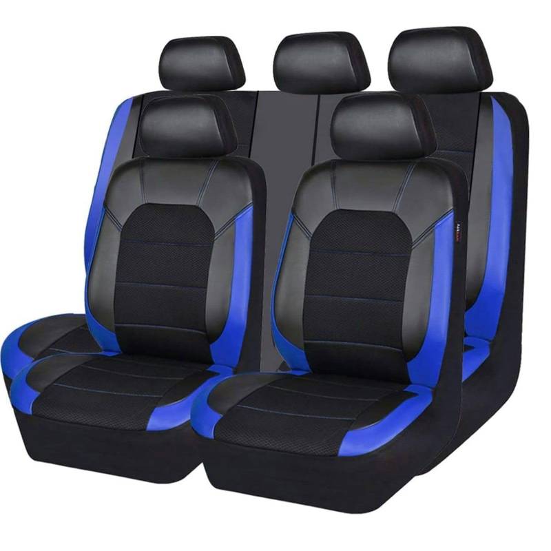 MBEIBEINB Autositzbezüge für Suzuki Vitara 2015 2016 2017 2018 2019 2020 2021 2022 2023 2024, 9 Stück PU Leder Wasserdicht Rutschfester Verschleißfest Leicht Reinigen Sitzbezüge, Auto Zubehör,Blue von MBEIBEINB
