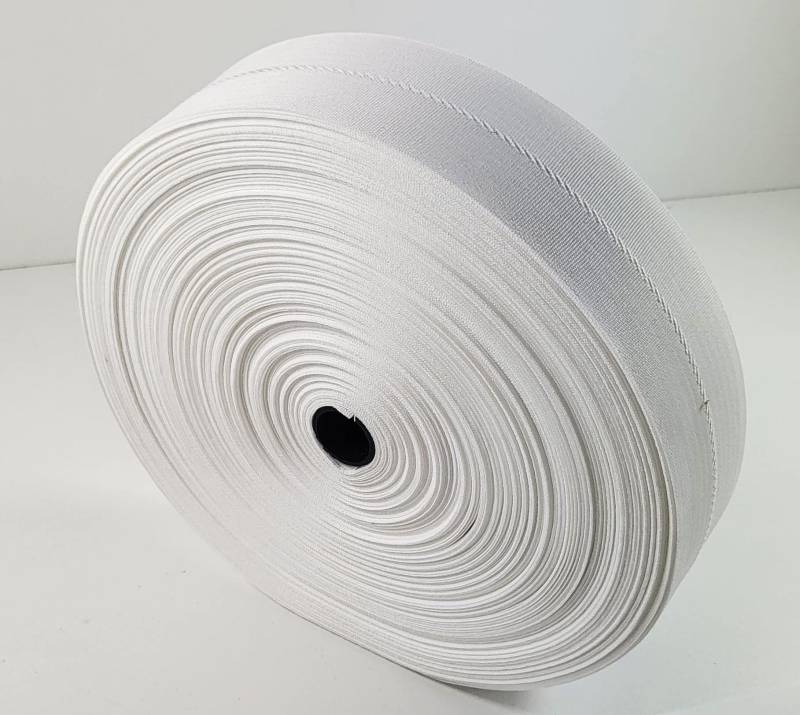 100 Meter Gurtband Bandbreite 50 mm, Bandfarbe weiß auf Rolle Polyester von MBM