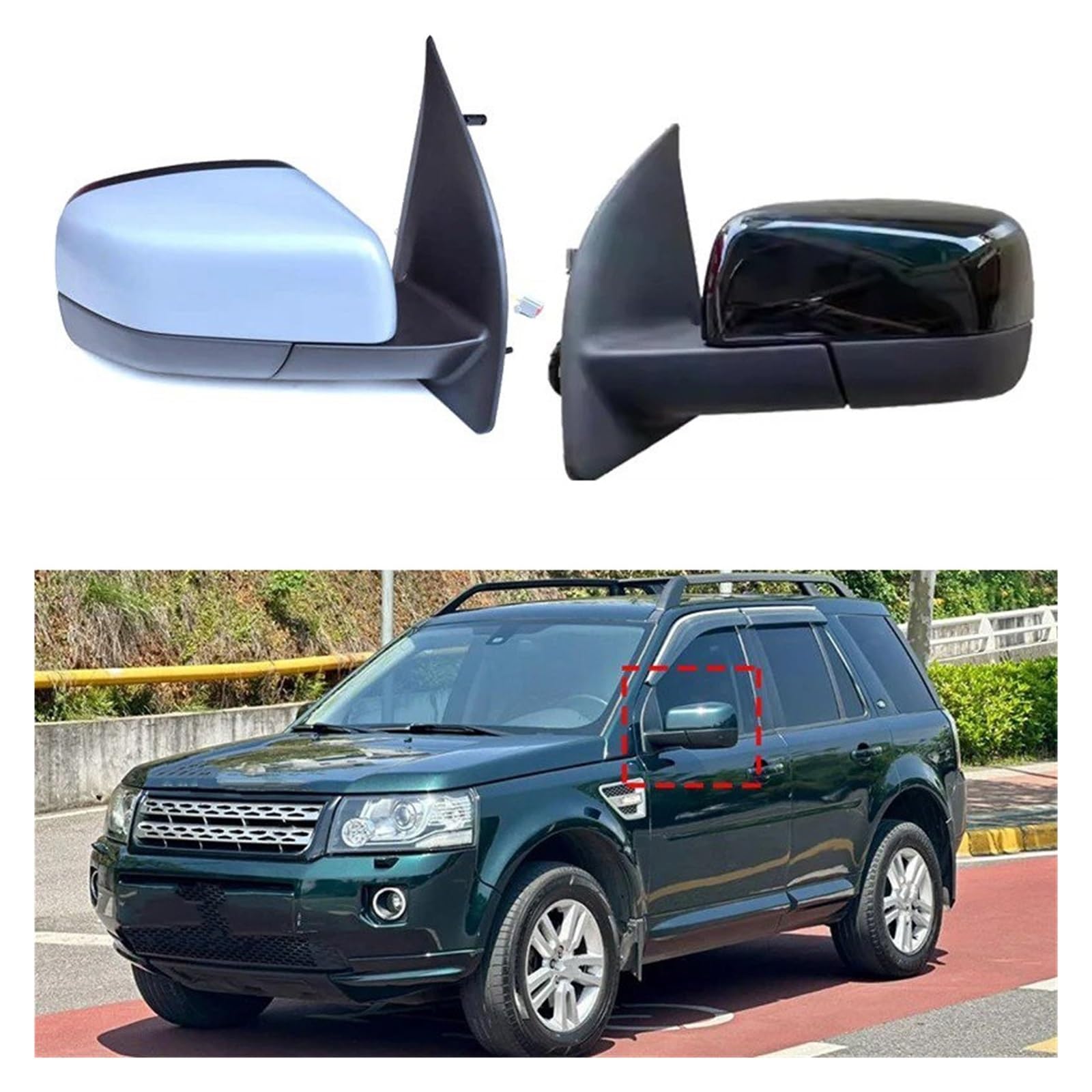 Außenspiegel Spiegel Für Freelander 2 2011-2023 Auto Rückspiegel Montage Auto Elektrische Klapp Objektiv Einstellung Heizung Spiegel Assy Komplett-Außenspiegel(White Right) von MBPBVRVAF