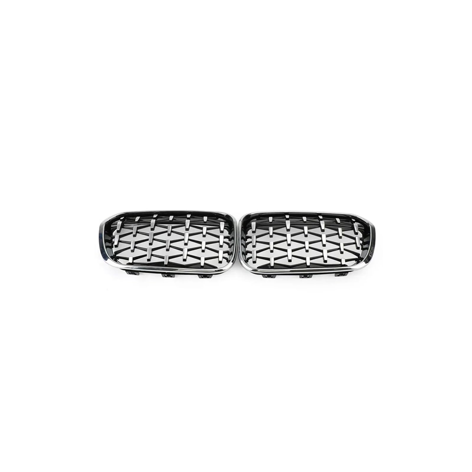 Haubengrill 2Pcs Für 1 Serie F20 F21 2012-2019 Auto Vorderen Stoßfänger Gitter Nieren Grill Racing Glanz Schwarz Sport Kühlergrill(Diamond-ChromeSilver) von MBPBVRVAF