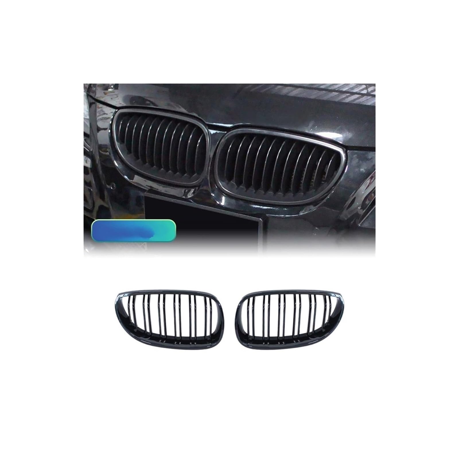 Haubengrill Für 5 Series E60 E61 2003-2009 Auto Frontstoßstange Grille Nieren Racing Grill Sport Kühlergrill(Double Line Black) von MBPBVRVAF