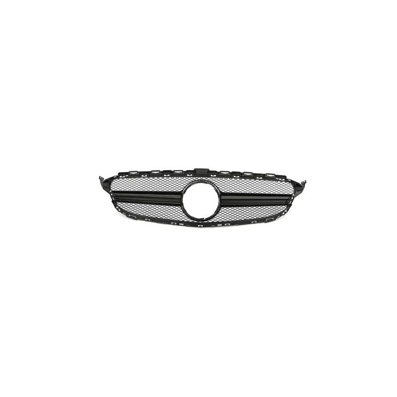 Haubengrill Für C Für Klasse W205 E63S C180 C200 C300 C350 2014-2018 Auto Frontstoßstange Racing Grill Silber Schwarz Sport Kühlergrill(14-18 B Without) von MBPBVRVAF