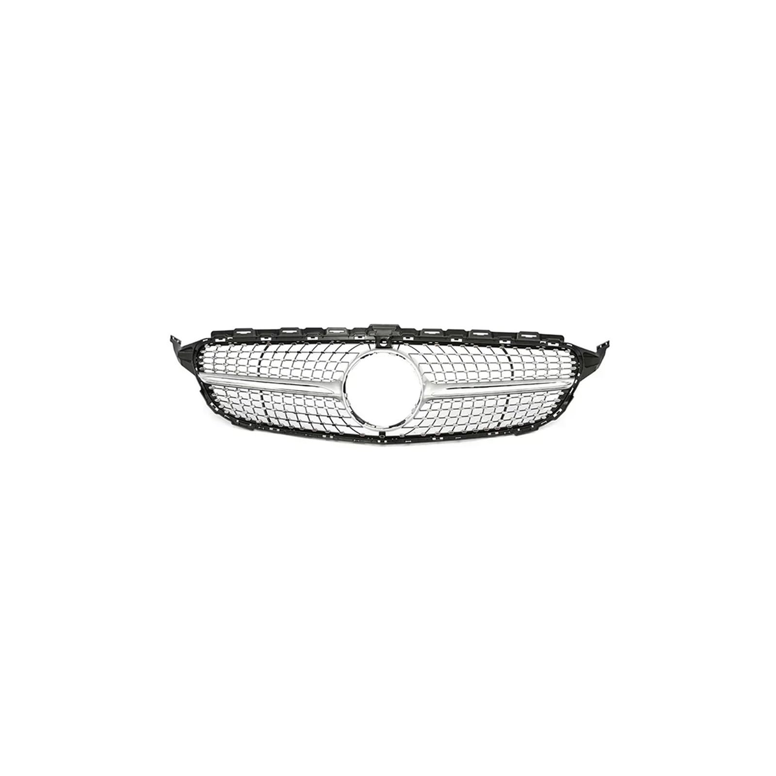 Haubengrill Für C Für Klasse W205 E63S C180 C200 C300 C350 2014-2018 Auto Frontstoßstange Racing Grill Silber Schwarz Sport Kühlergrill(14-18 Diamond S with) von MBPBVRVAF