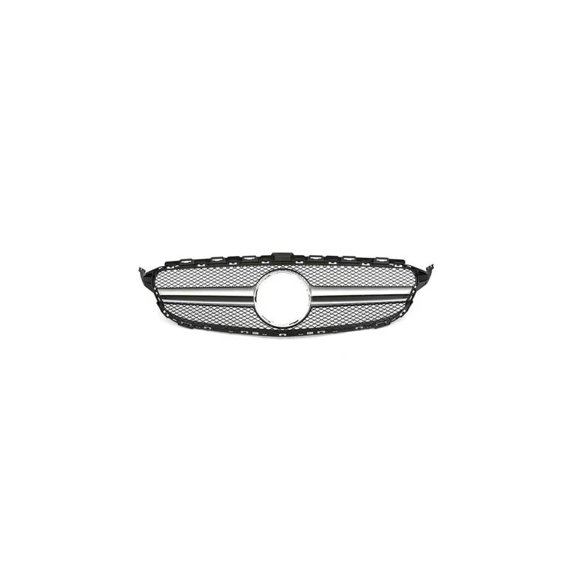 Haubengrill Für C Für Klasse W205 E63S C180 C200 C300 C350 2014-2018 Auto Frontstoßstange Racing Grill Silber Schwarz Sport Kühlergrill(14-18 S Without) von MBPBVRVAF