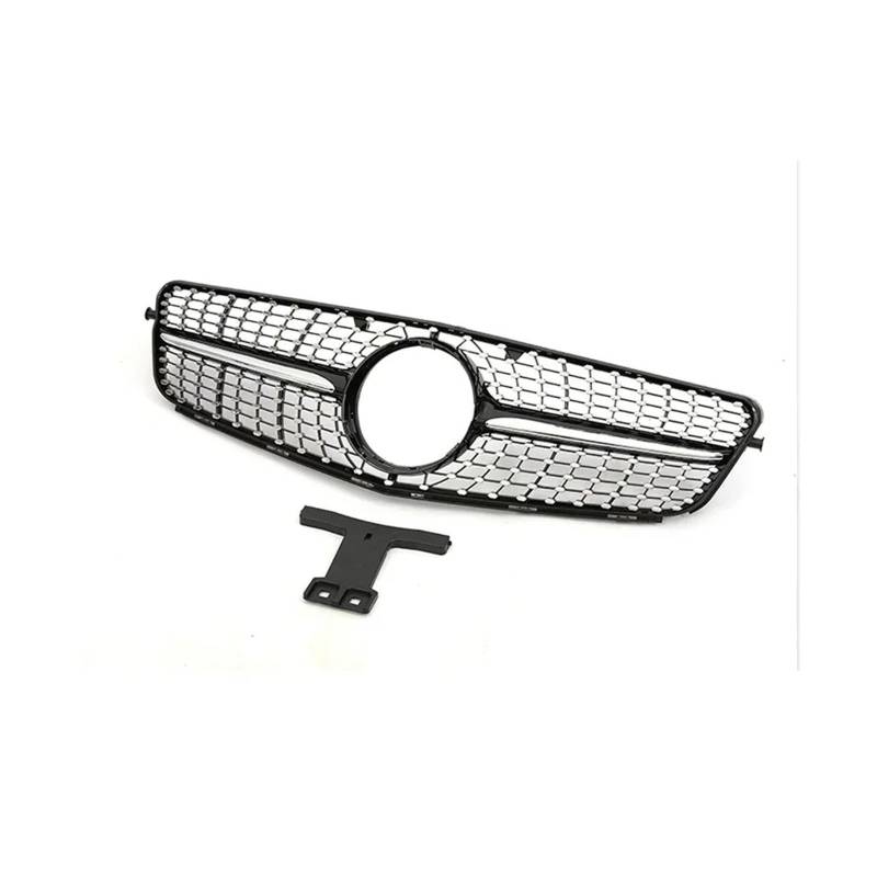 Haubengrill Für C-Klasse W204 2008-2013 Autogrill Schwarz Silber Für GT Für AMG Sytle Frontstoßstange Kühler Sport Kühlergrill(Diamond Black) von MBPBVRVAF