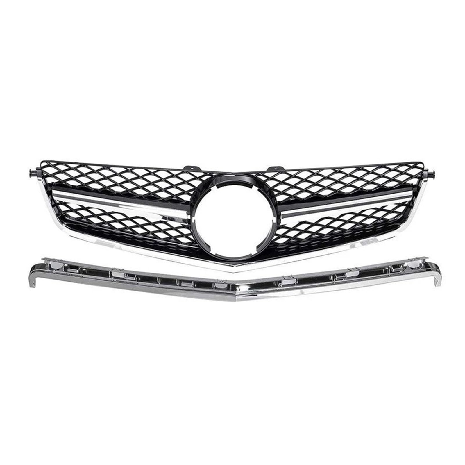 Haubengrill Für C-Klasse W204 C63 2008-2014 Auto Frontschürze Kühlergrill Für AMG Sport Kühlergrill(12-14 C63 AMG Silver) von MBPBVRVAF