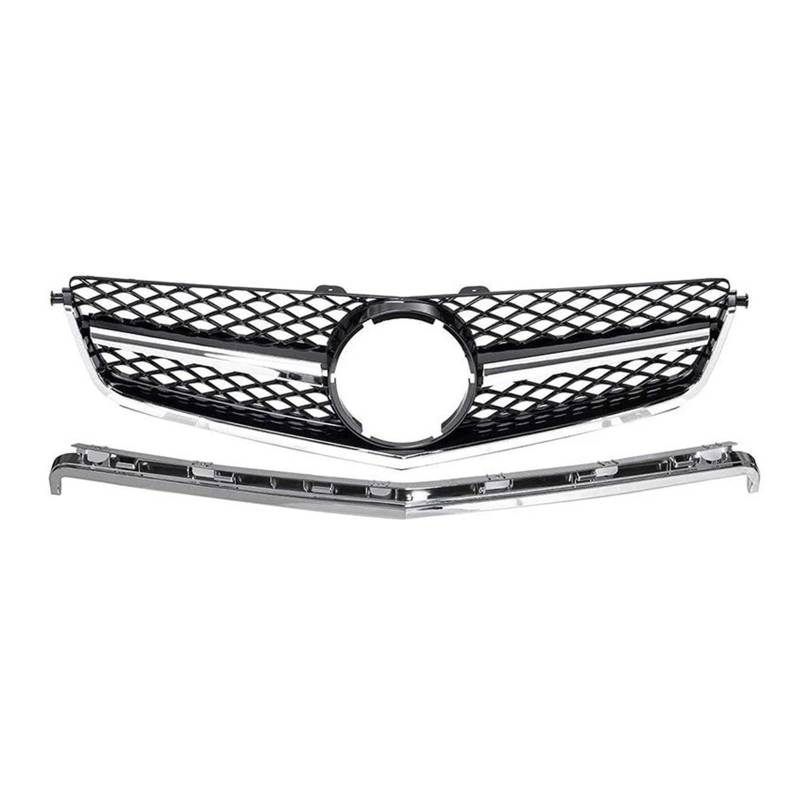 Haubengrill Für C-Klasse W204 C63 2008-2014 Auto Frontschürze Kühlergrill Für AMG Sport Kühlergrill(12-14 C63 AMG Silver) von MBPBVRVAF