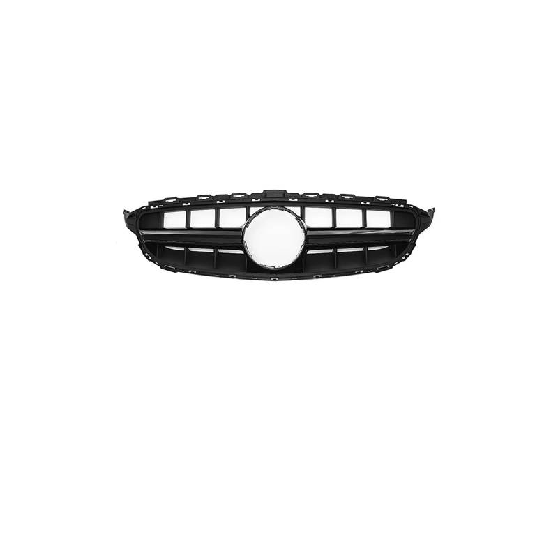 Haubengrill Für C-Klasse W205 C180 C200 C250 C300 2015-2018 Auto Frontstoßstange Grille Chrom Schwarz Diamanten Stil Sport Kühlergrill(C63S-Glossy Black) von MBPBVRVAF