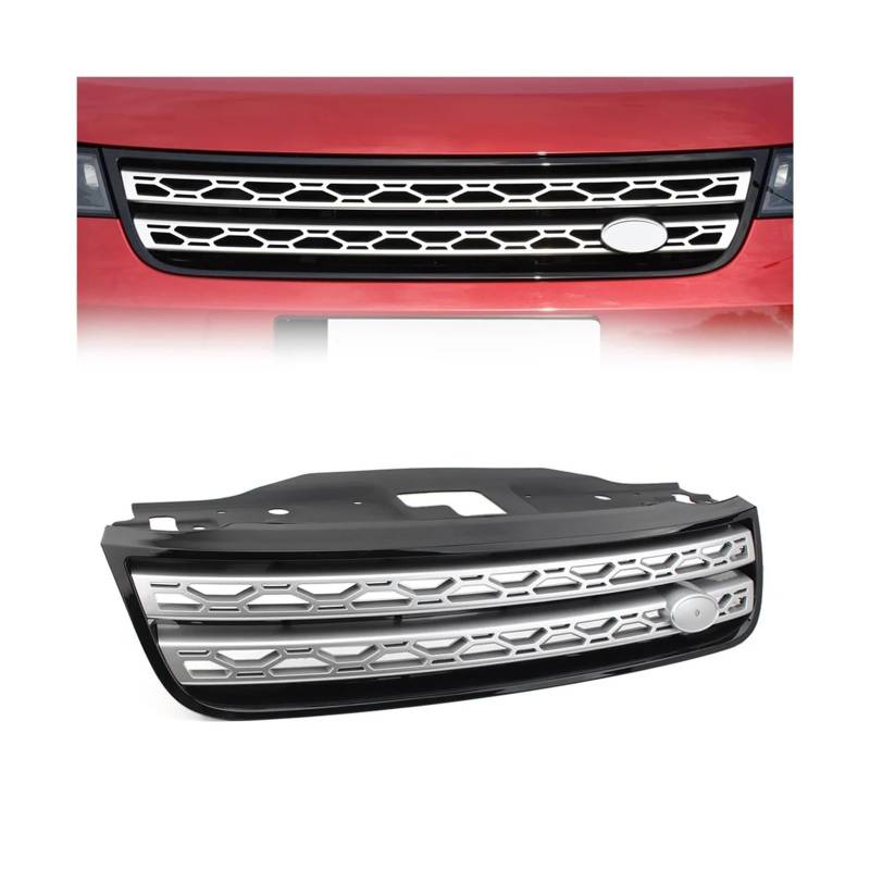 Haubengrill Für Land Für Rover Für Discovery 5 2017-2021 Auto Frontstoßstange Grill Lufteinlass Kühlergrill Sport Kühlergrill(Bright Silver) von MBPBVRVAF