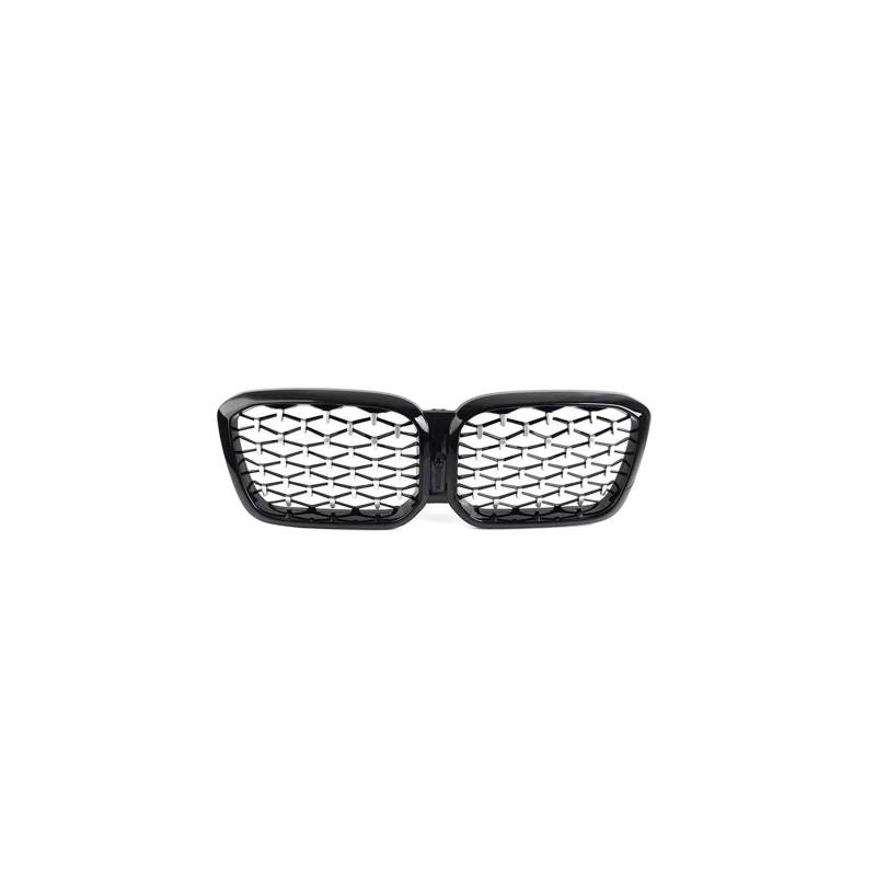 Haubengrill Für X3 Für X4 G01 G02 2022-IN Frontstoßstangengitter Glanz Single Line Style Matte Racing Grills Sport Kühlergrill(Diamond-Chrome Black) von MBPBVRVAF