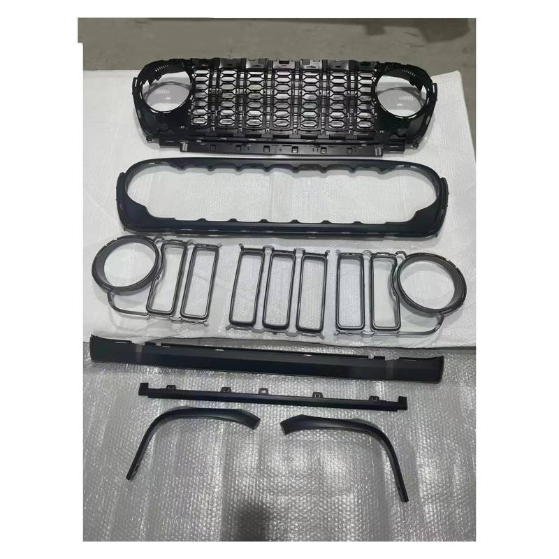 Kühlergrille Für Wrangler Für JL Für JT 2008-2021 2022 2023 2024 Auto Kühlergrill Mittelnetz 2024 Look Stil Schwarz Teil Ändern Sport Kühlergrill(Without Camera Hole) von MBPBVRVAF