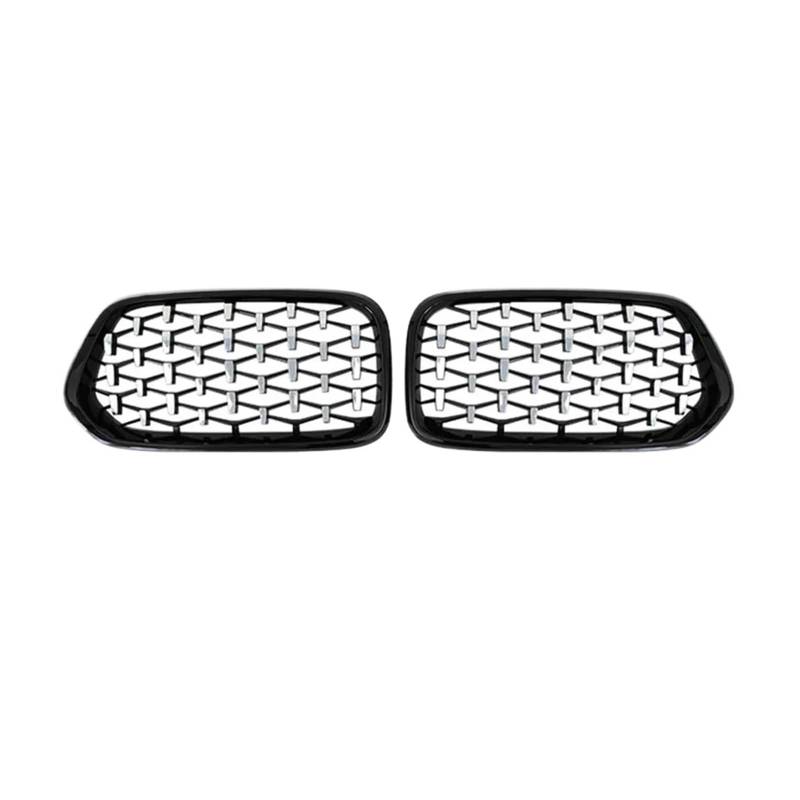 Kühlergrille Für X2 F39 2018-2021 Auto Doppellamellen Glanz M-Farbe Frontgrill Gitter Nierengrill Ersatz Frontstoßstangengrill Sport Kühlergrill(M Chrome Black) von MBPBVRVAF