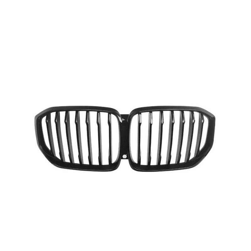 Kühlergrille Für X5 G05 2019-2023 Auto Frontstoßstangengitter Glänzend Doppellinie Racing Dual Lamellengitter Chrom Silber Diamanten Stil Sport Kühlergrill(Single-Glossy Black) von MBPBVRVAF